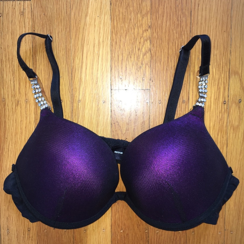 Frederick’s Metallic Purple Rhinestone Rave Bra